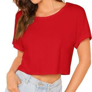 Red Comfy Crop T Shirt